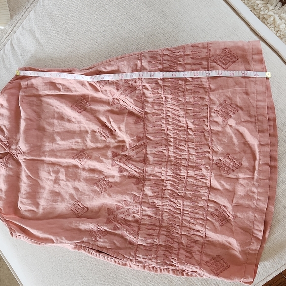 C&C Embroidered Peach Pink Linen Dress Size Small - Picture 4 of 7